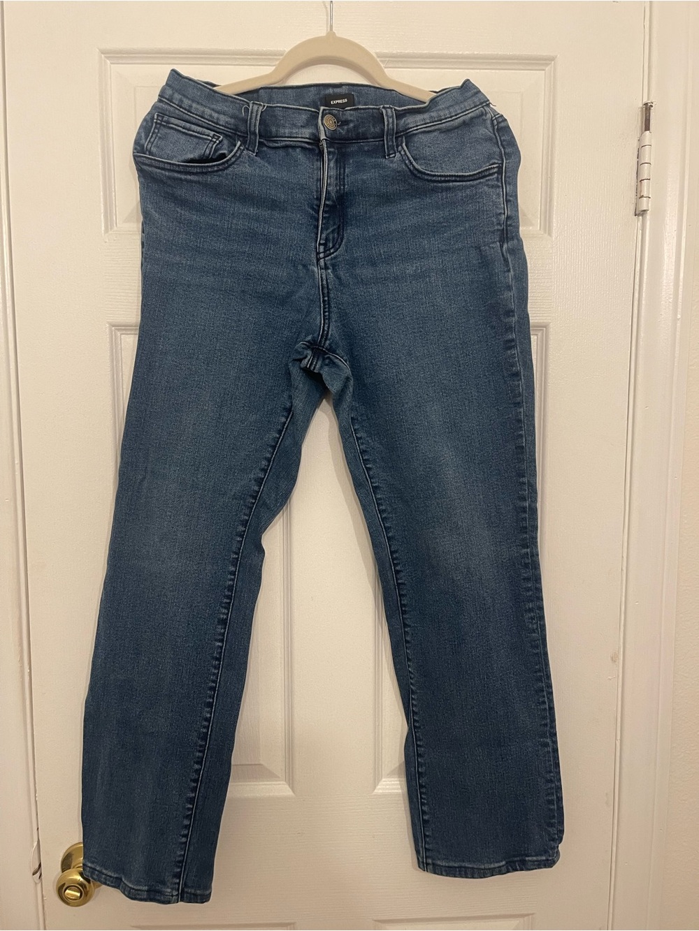 Express Women's Medium Blue Straight-Leg Jeans